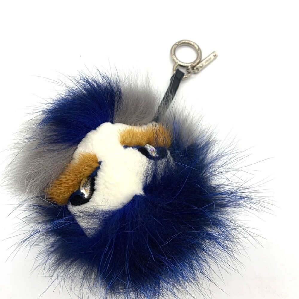 Fendi Bag Bugs Monster Fur Charm Keychain Navy x Multicolor FENDI